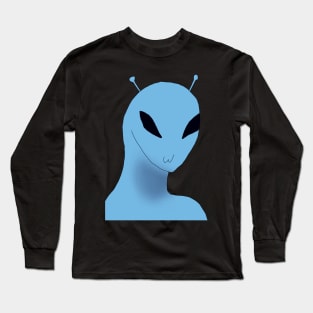 Funny Blue Alien Long Sleeve T-Shirt